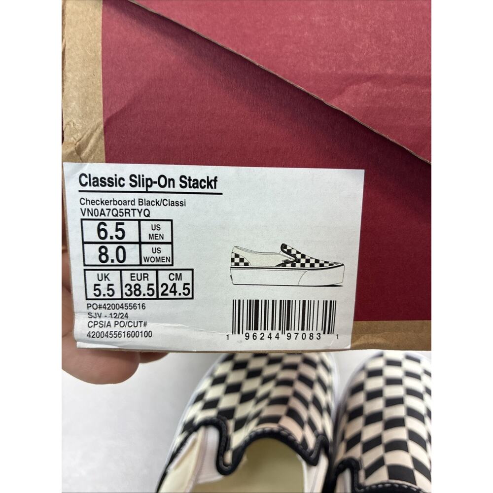 New Vans Classic Slip-On Checkerboard Stackform Shoe women’s 8 ; Men’s 6.5 - Picture 7 of 7